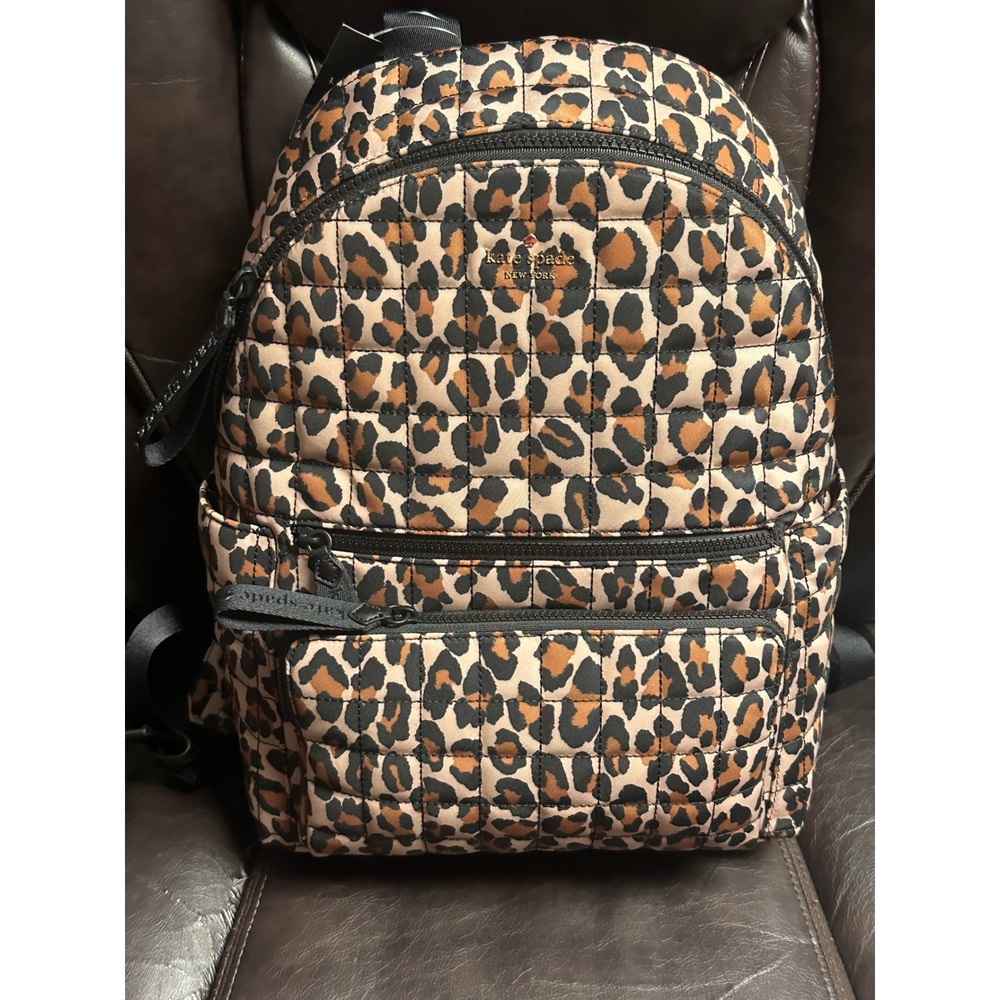 Kate Spade New York Quilted Leopard Print‎ Backpack Bag Brown Multi Camden
